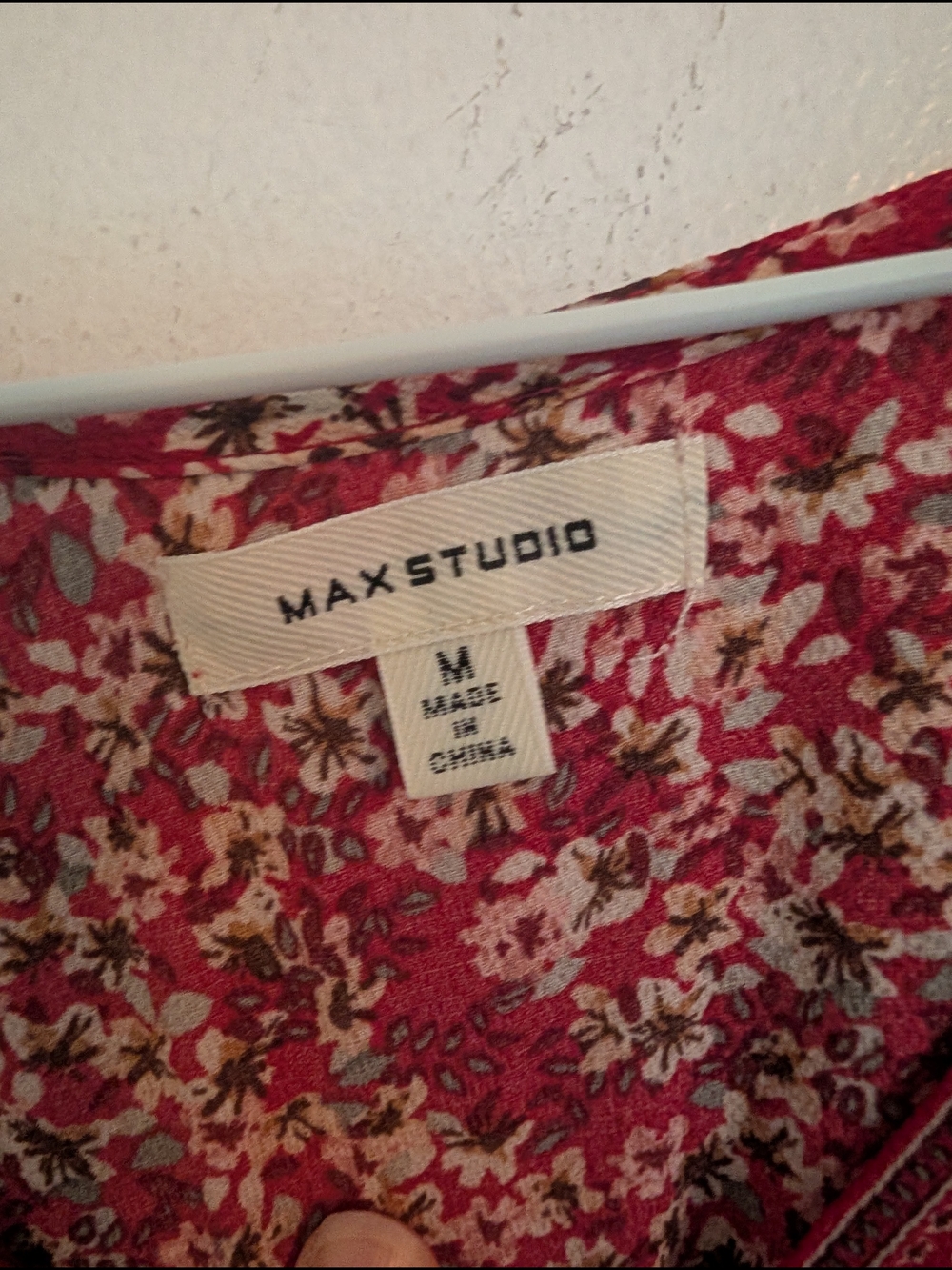 Max Studio Burgundy Floral V-Neck Midi Dress - Picture 2 of 4